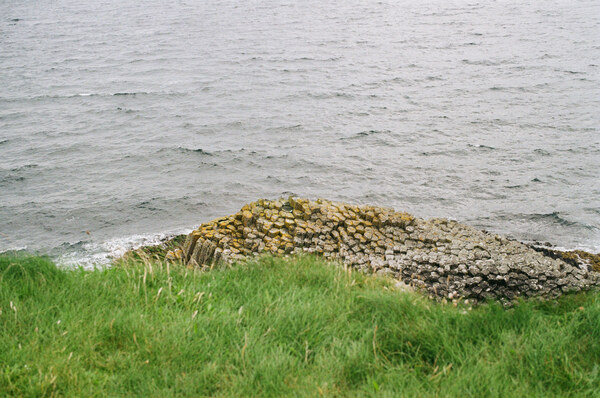 Rocks behind grass