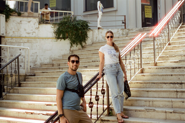 Jon and Lauren on staircase