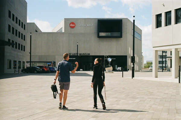 Pair of people outside museum